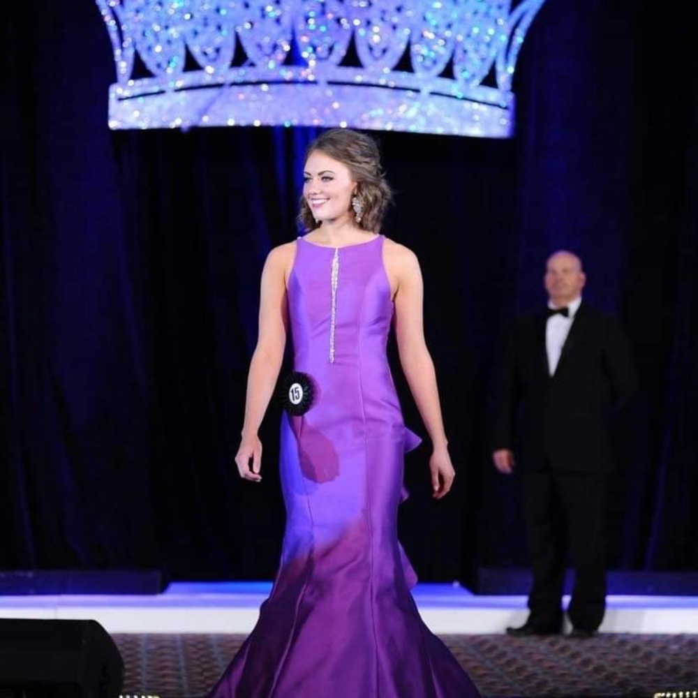 Purple pageant dress, size 6 with added beading